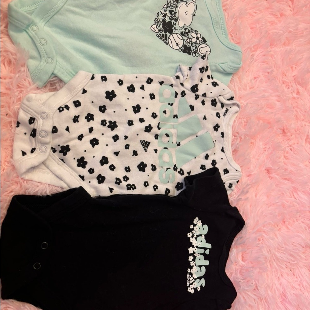 Adidas Infant Bodysuit Trio - Black, White, Mint